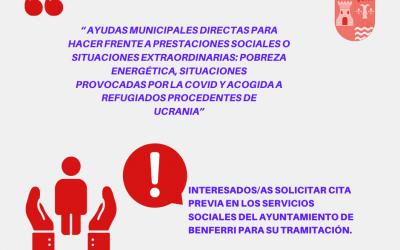 AYUDAS MUNICIPALES DIRECTAS PARA HACER FRENTE A PRESTACIONES SOCIALES O SITUACIONES EXTRAORDINARIAS: POBREZA ENERGÉTICA, SITUACIONES PROVOCADAS POR LA COVID Y ACOGIDA A REFUGIADOS PROCEDENTES DE UCRANIA.